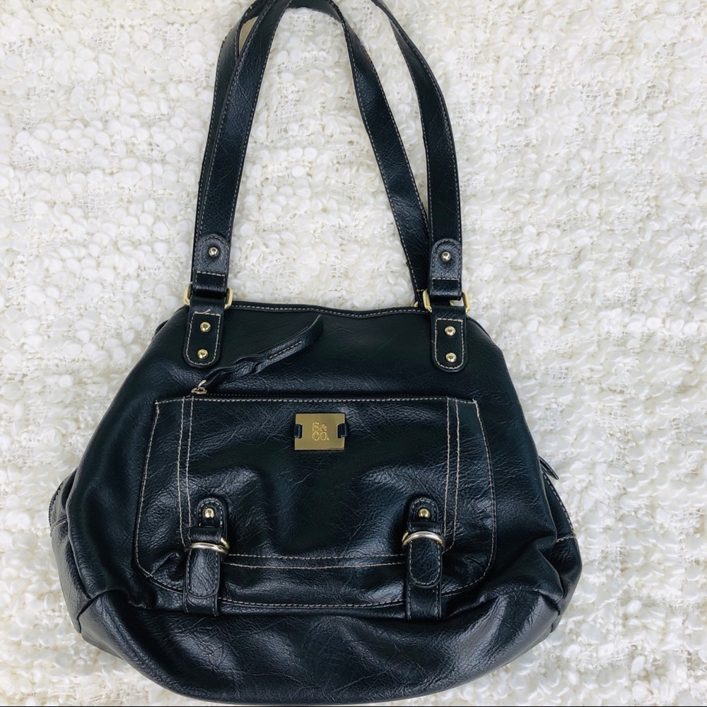 Style & Co Black Leather Handbag/Shoulder Bag - Picture 2 of 5